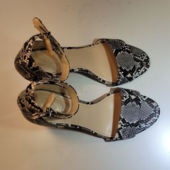NINE WEST WOMEN"S SNAKESKIN PRINT DESIGN OPEN TOE SANDAL - Picture 6 of 16